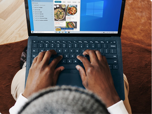 Overhead shot of person on laptop
